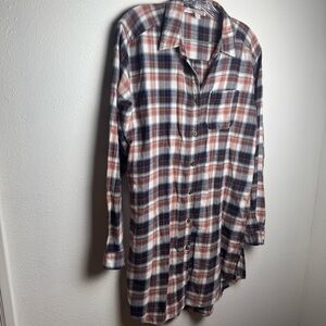Forever 21 Multicolor Plaid Shirt flannel tunic shirt button up perfect for fall